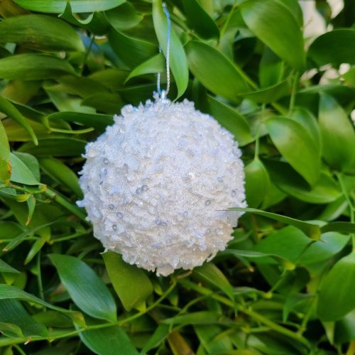 GLOB 8 CM ALB CU ZAPADA XMAS