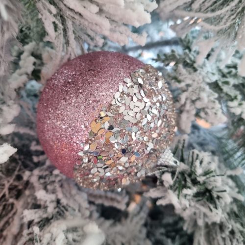 GLOB 10 CM ROZ PAIETE SAMPANIE XMAS
