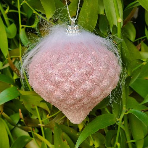 GLOB 8 CM ROZ TITIREZ CU BLANITA ALBA XMAS