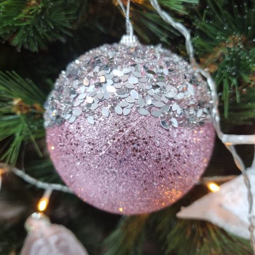 GLOB 8 CM ROZ PAIETE XMAS