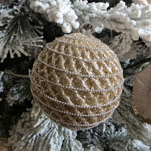 GLOB 10 CM SAMPANIE MARGELE ARGINTII XMAS