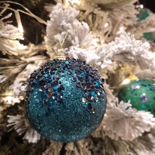 GLOB TURQUOISE CU PAIETE 10 CM