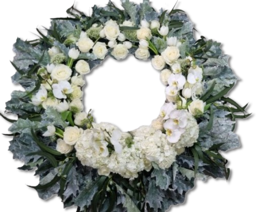 COROANA FUNERARA DELUXE SILVER 90 CM
