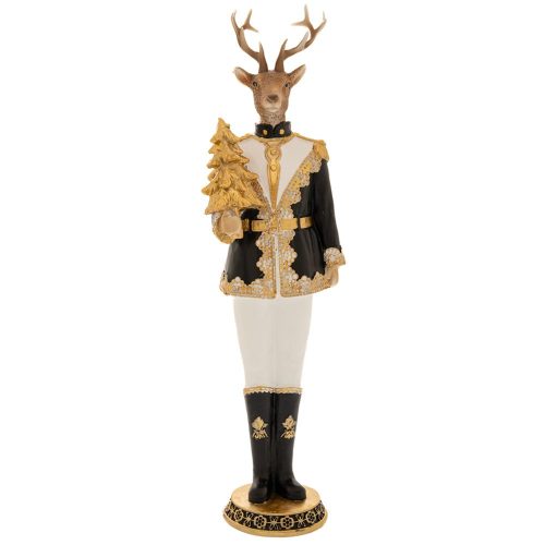 FIGURINA CRACIUN REN NEGRU AURIU CU BRAD 45 CM