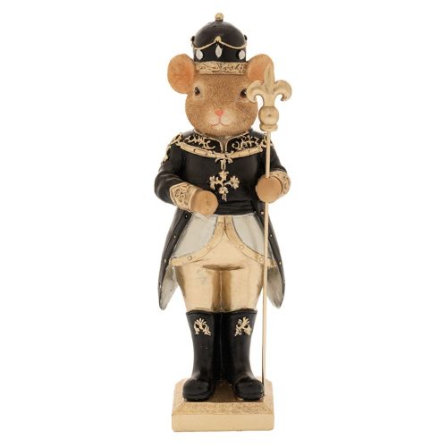 FIGURINA CRACIUN SORICEL NEGRU AURIU CU SCEPTRU 25 CM
