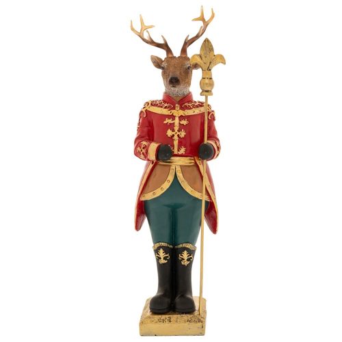 FIGURINA CRACIUN REN ROSU CU SCEPTRU 35 CM