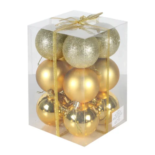 SET 12 GLOBURI PLASTIC GOLD 7 CM