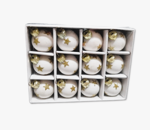 SET 12 GLOBURI STICLA MINI ALB AURIU