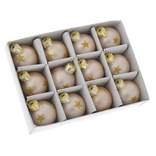 SET 12 GLOBURI STICLA MINI ROZ AURIU