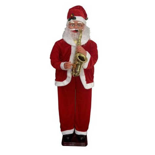 FIGURINA MOS CRACIUN SAXOFONIST CU MISCARE SI MUZICA 1.80 M
