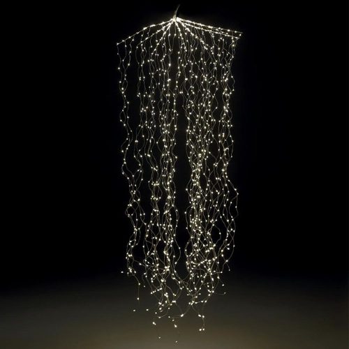 DECORATIUNE LUMINI CRACIUN STAR WATERFALL MICROLEDURI AURII 240 CM