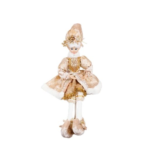FIGURINA CRACIUN FETITA ELF CATIFEA CHAMPAGNE 65 CM