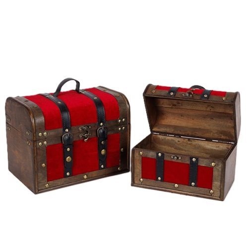 SET 2 CUFERE LEMN CATIFEA BURGUNDY 30/ 25 CM