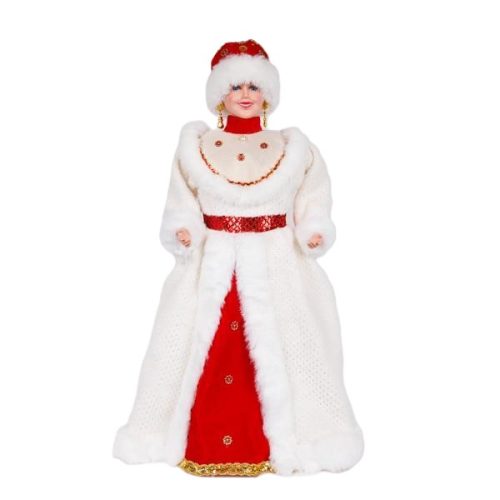 FIGURINA DOAMNA CRACIUN HAINE ALBE 83 CM