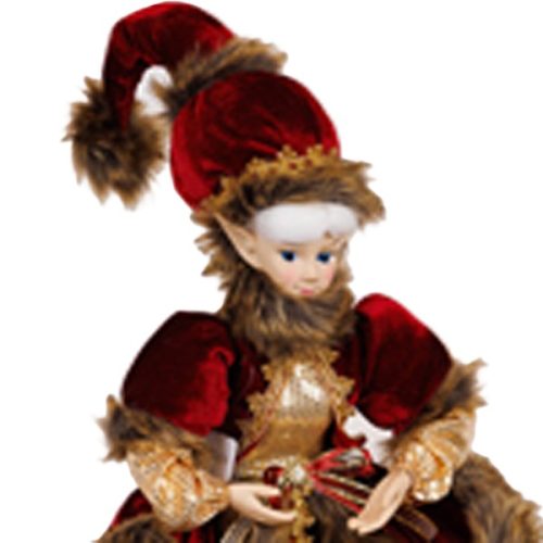 FIGURINA CRACIUN FETITA ELF CATIFEA BURGUNDY 65 CM