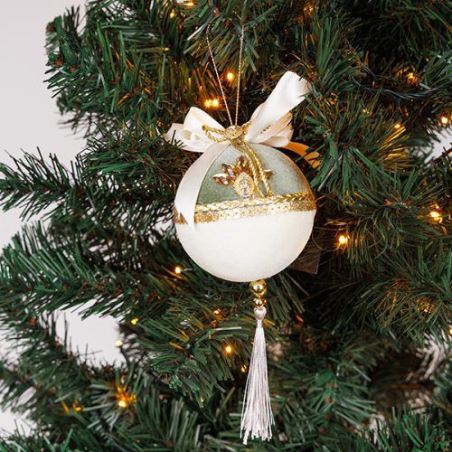 GLOB DELUXE CATIFEA MINT CU SNUR SI CRISTALE 20 CM
