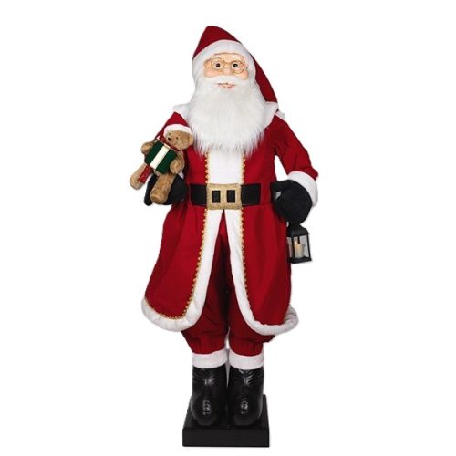 FIGURINA GIGANT MOS CRACIUN CATIFEA CU SENZOR DE MISCARE SI MUZICA 2 M