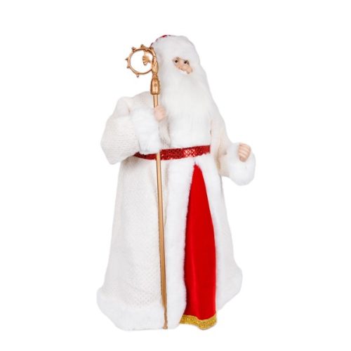 FIGURINA MOS CRACIUN HAINE ALBE 90 CM