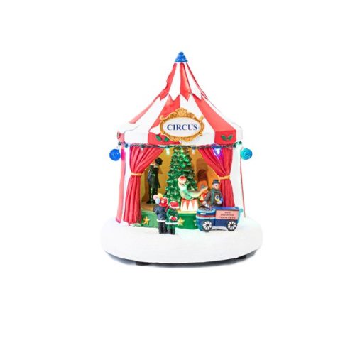 CUTIE MUZICALA CRACIUN CIRCUS CU LED, MUZICA SI MISCARI 25 CM