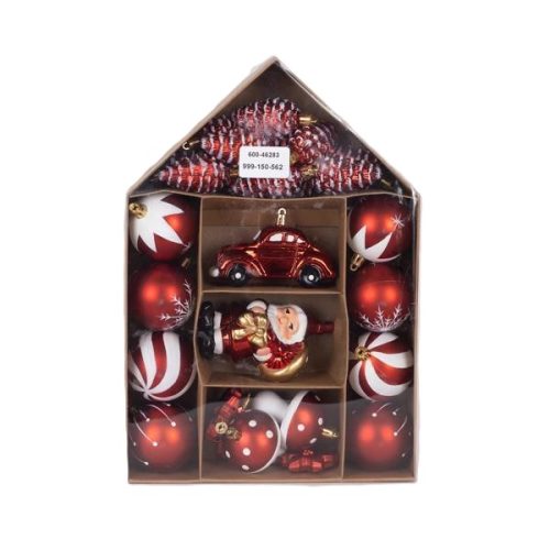 SET GLOBURI MINI ALB ROSU MULTIDESIGN 27 PIESE