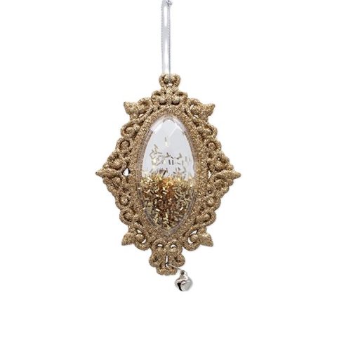 DECORATIUNE BRAD VINTAGE CHAMPAGNE CU CLOPOTEL13 CM
