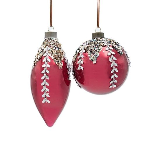GLOBURI LUX STICLA BURGUNDY CU CRISTALE 2 BUC