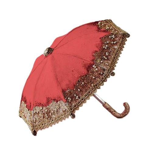DECORATIUNE BRAD UMBRELA CATIFEA ROSIE CU GLITTER 26 X 23 CM