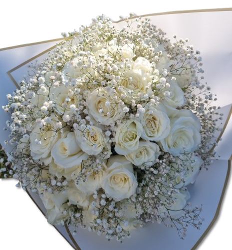 BUCHET 51 TRANDAFIRI ALBI BRIDE ROSES GYPSO