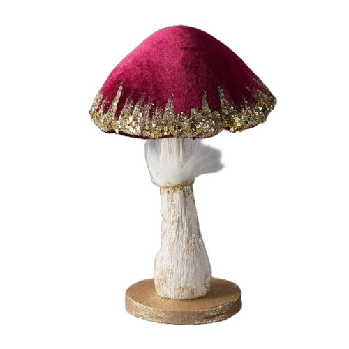 DECORATIUNE BRAD CIUPERCA CATIFEA BURGUNDY 25 CM