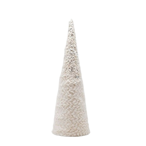 DECORATIUNE CRACIUN CON BRAD BLANITA ALBA CU GLITTER 52 CM