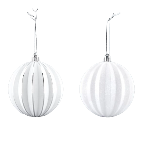 SET 2 GLOBURI ALBE ARGINTII 8 CM
