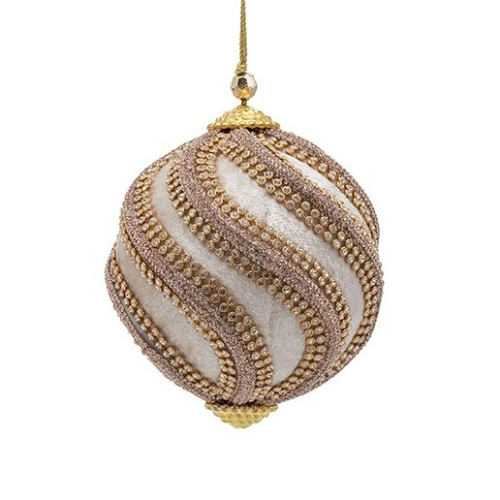 GLOB DELUXE CATIFEA CHAMPAGNE CU STRASURI AURII 10 CM