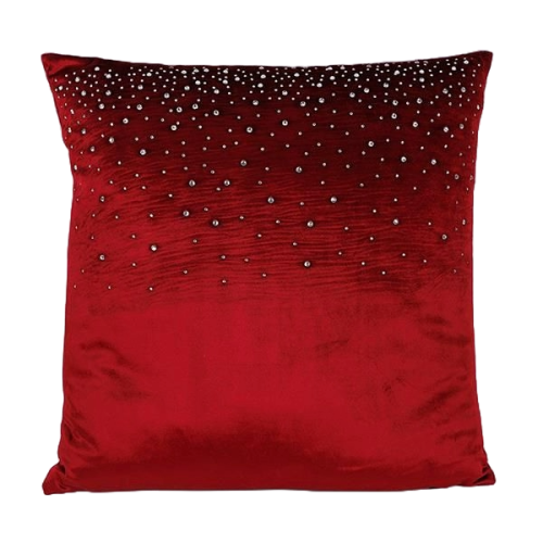 PERNA CATIFEA BURGUNDY CU STRASURI 45 X 45 CM