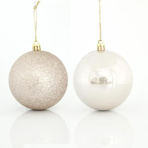 SET 2 GLOBURI CHAMPAGNE PERLA SI GLITTER 10 CM