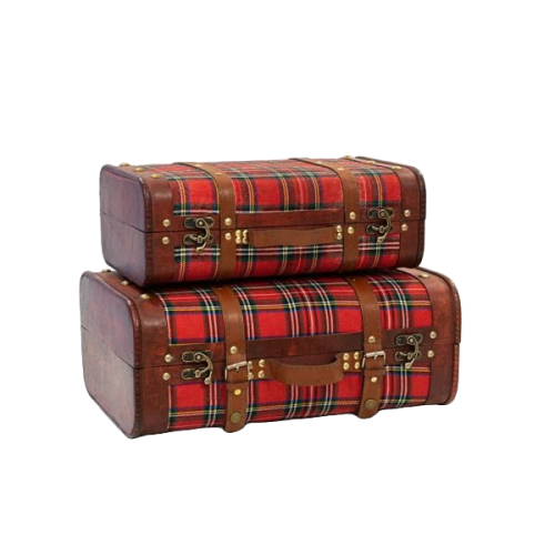 SET 2 CUFERE CRACIUN LEMN PIELE TEXTIL