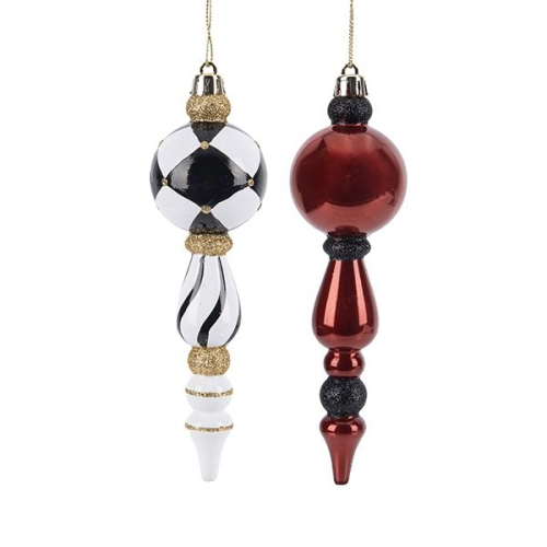 SET 2 GLOBURI BURGUNDY ALB NEGRU 18 CM